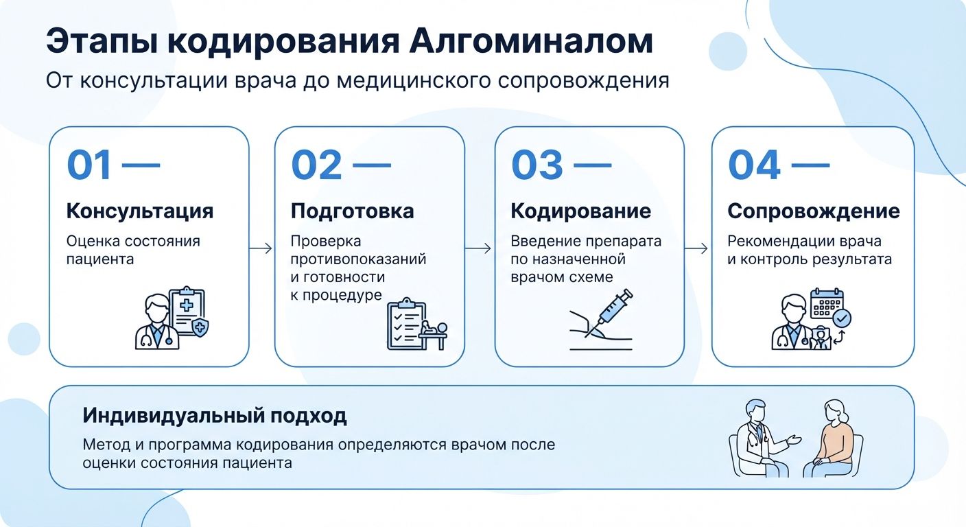 Кодирование препаратом «Алгоминал» в Тихвине инфографика